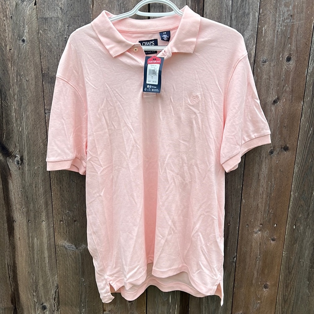 Champs  custom fit pale pink mens polo short sleeve polo shirt  size Large NWT
